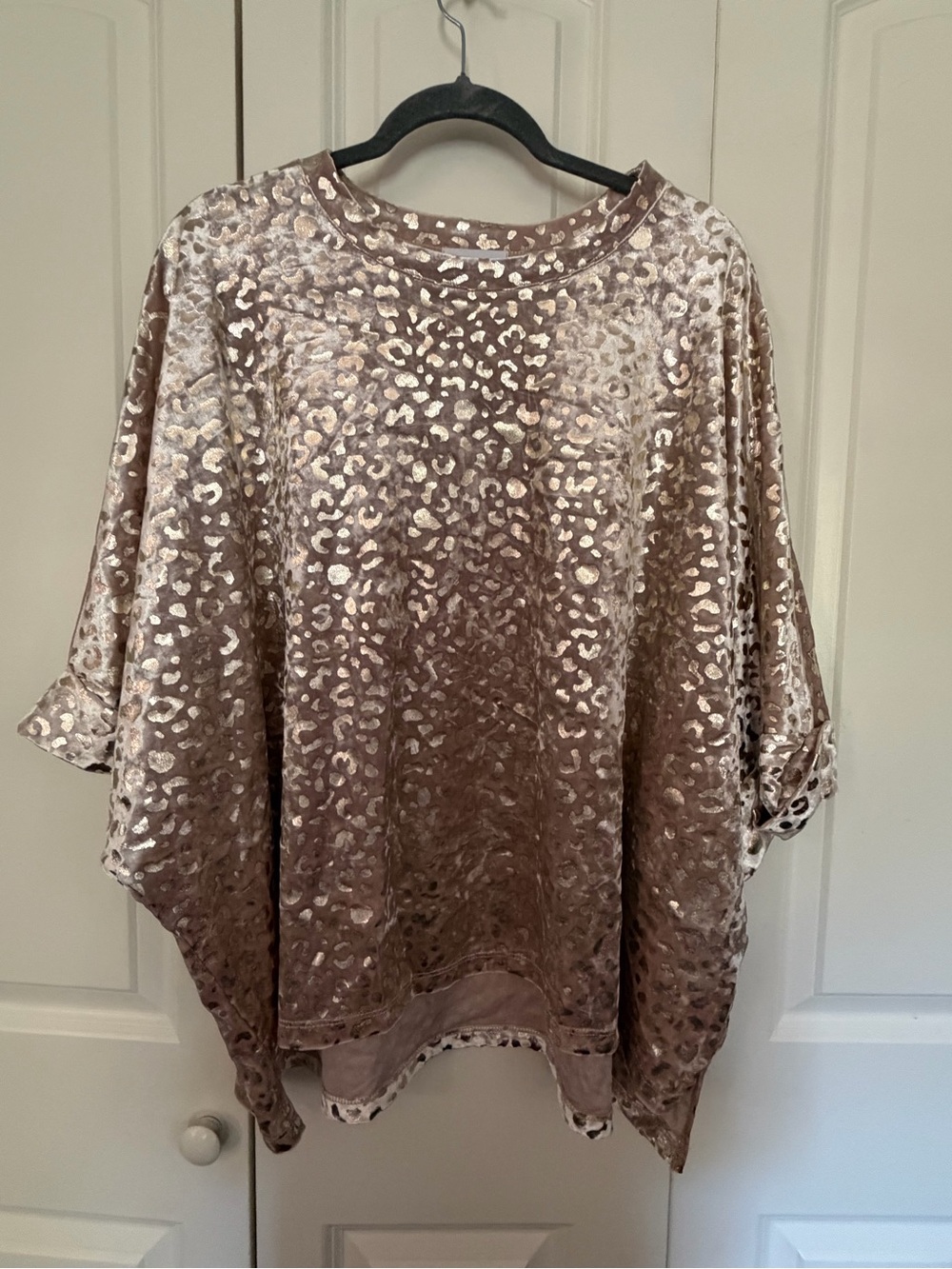 Adrienne Taupe Velvet Animal-Print over sized Tunic